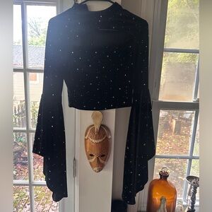 Elegant Black Bell Sleeve Top